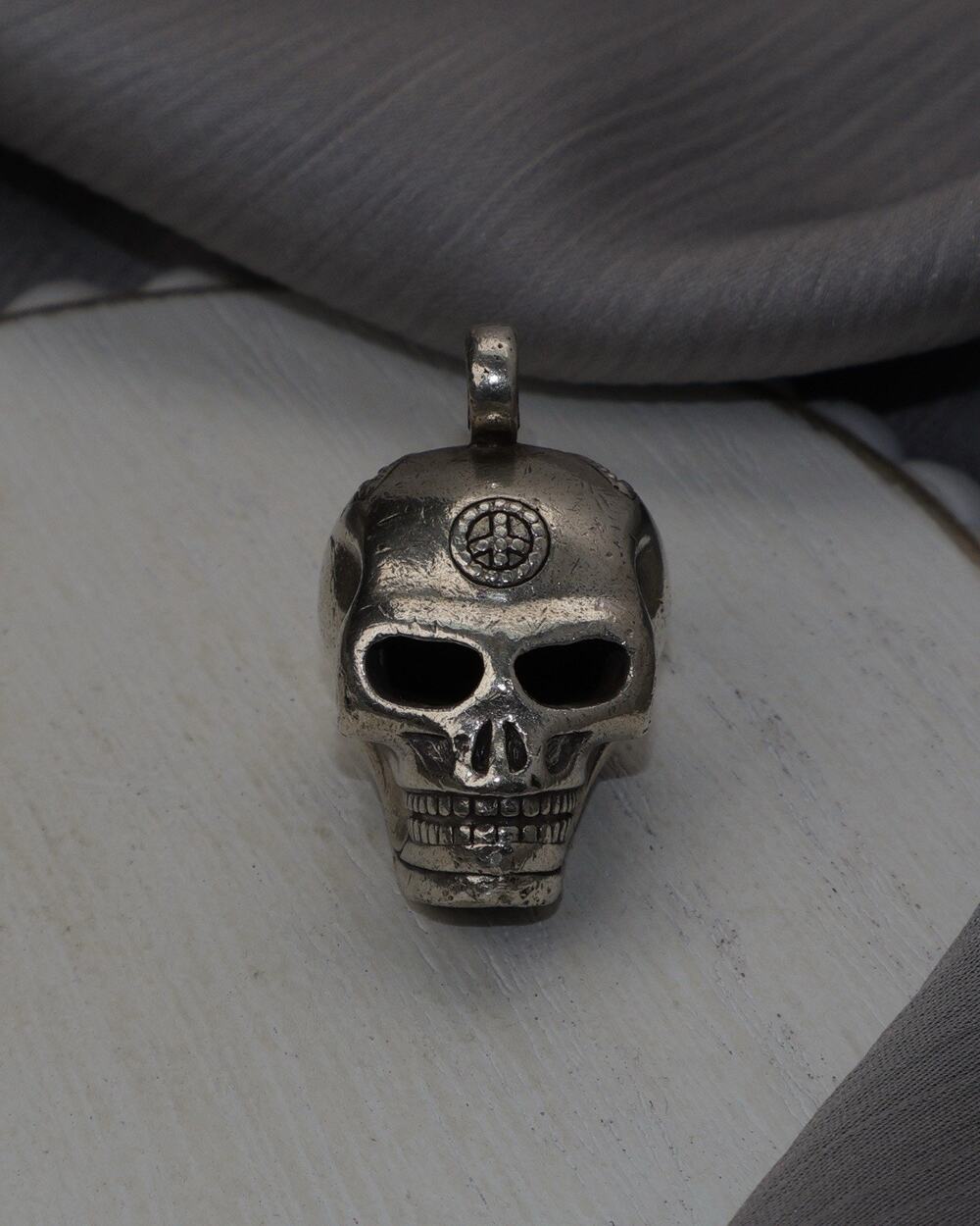Vintage Sterling Silver Skull Pendant 18G / 1.2in